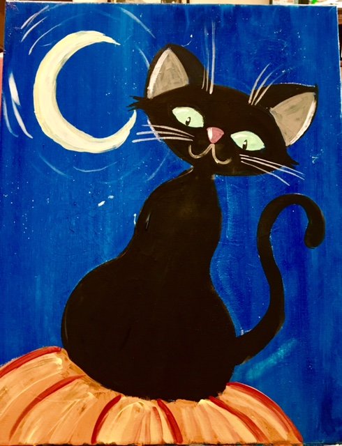 How To Paint A Halloween Cat - Step By Step Acrylic Painting