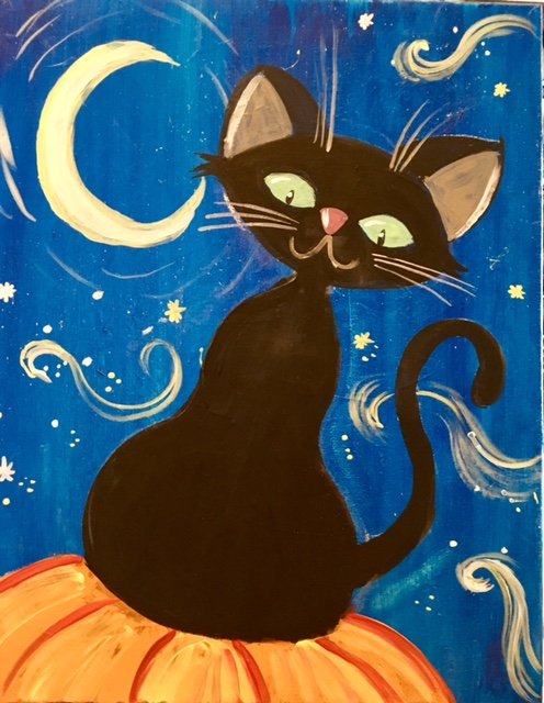 How To Paint A Halloween Cat - Step By Step Acrylic Painting