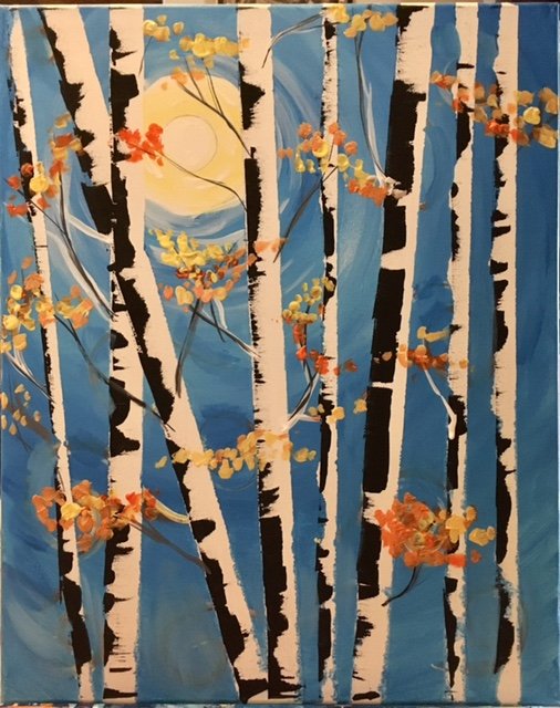 art birch trees painting