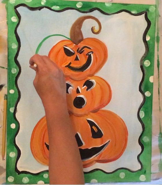 pumpkin topiary painting on canvas