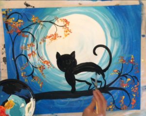 How to Paint a Cat  and Moon Tracie s Acrylic Canvas 