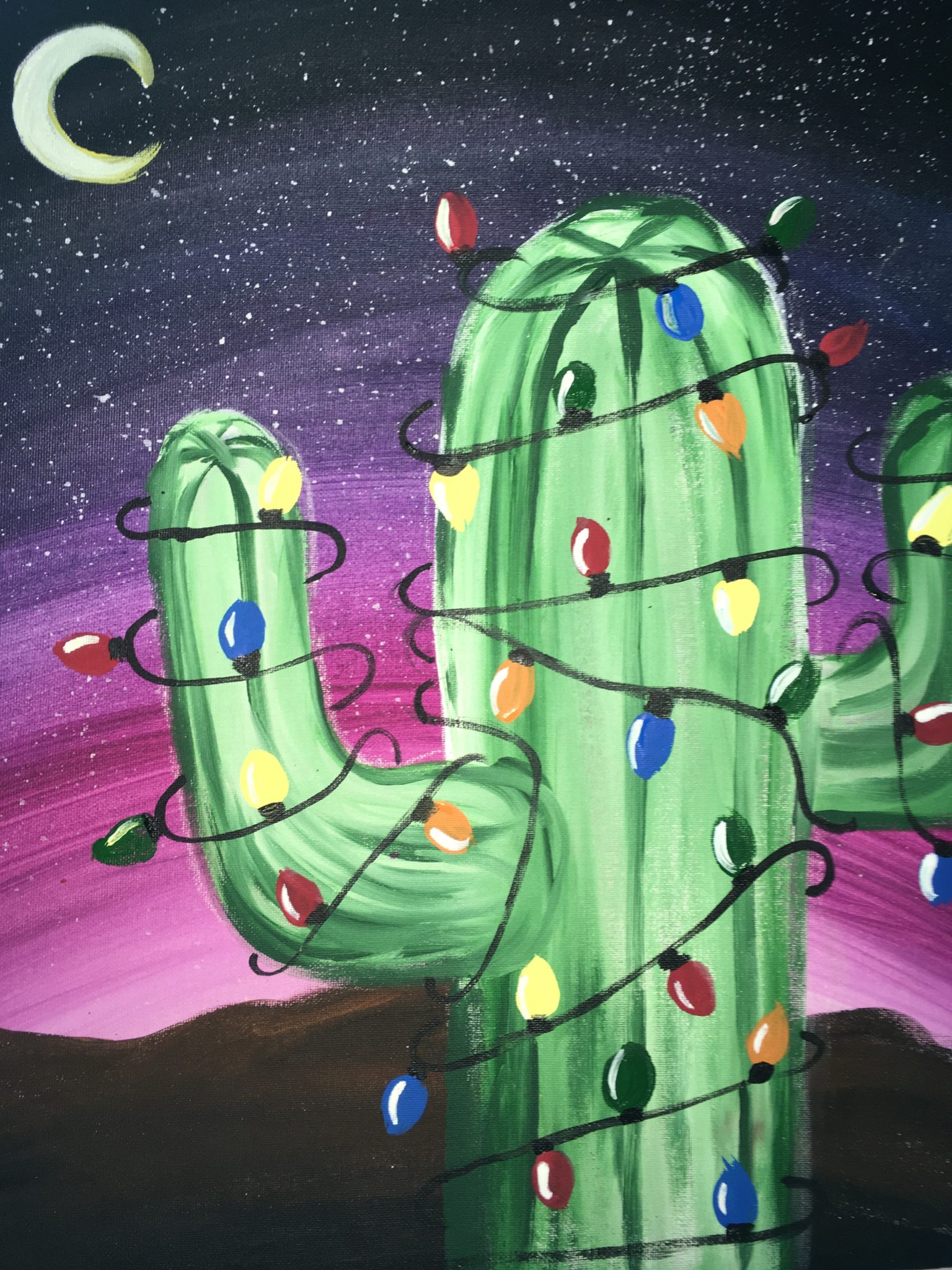 How To Paint A Christmas Cactus Step By Step Painting