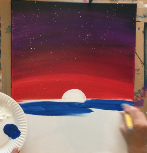 How To Paint A Flamingo Christmas Sunset - Step By Step Painting
