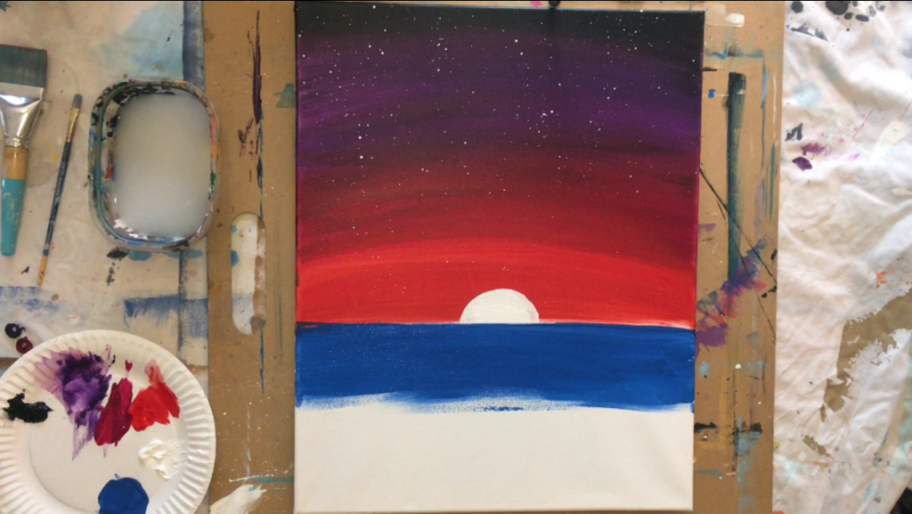 How To Paint A Flamingo Christmas Sunset - Step By Step Painting