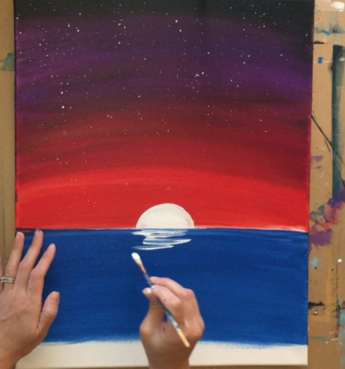 How To Paint A Flamingo Christmas Sunset - Step By Step Painting