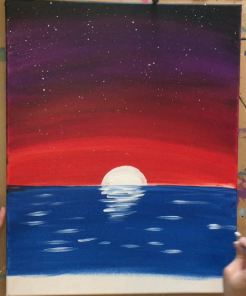 How To Paint A Flamingo Christmas Sunset - Step By Step Painting