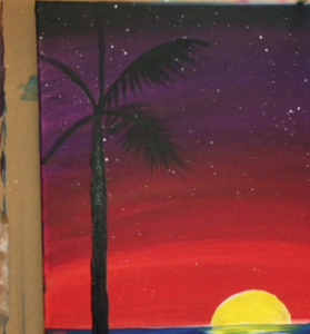 How To Paint A Flamingo Christmas Sunset - Step By Step Painting