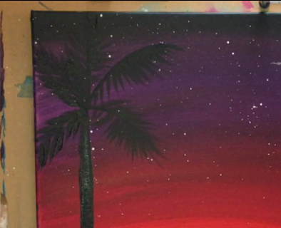 How To Paint A Flamingo Christmas Sunset - Step By Step Painting