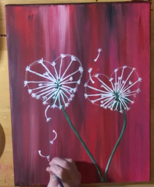 How To Paint Heart Shape Dandelions - Step By Step Painting