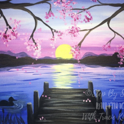 How To Paint A Sunset Lake Pier