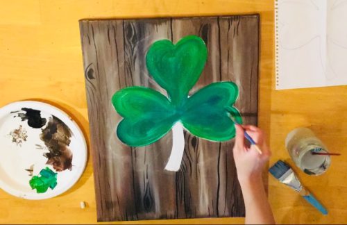 How To Paint A Shamrock On Faux Wood Background - Step By Step Painting