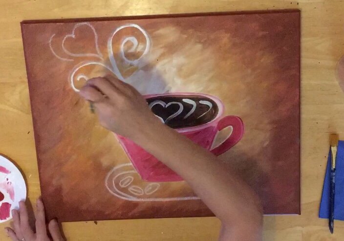 coffee painting canvas diy acrylic step by step for beginners #stepbysteppainting #tracie
