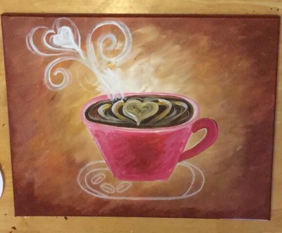 coffee painting canvas diy acrylic step by step for beginners #stepbysteppainting #tracie