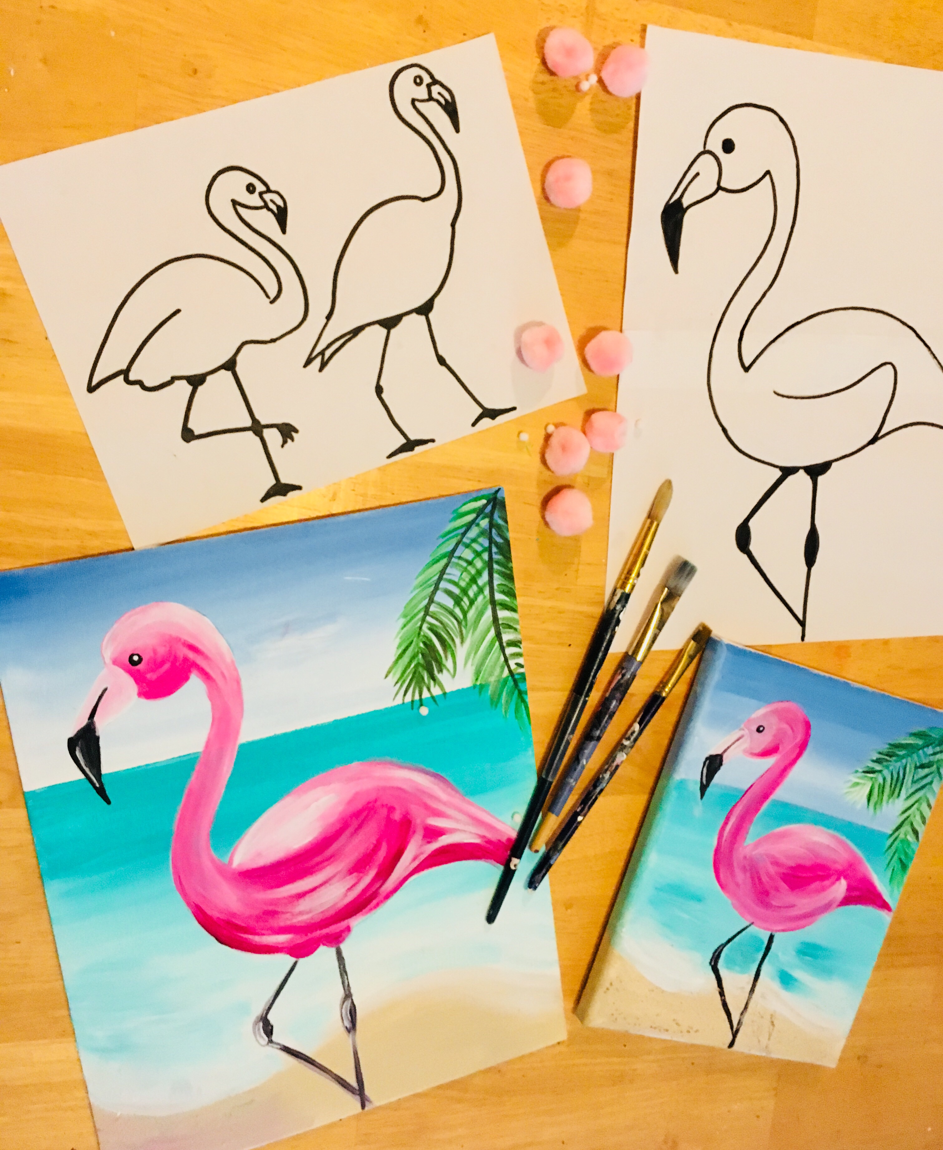acrylic flamingo painting