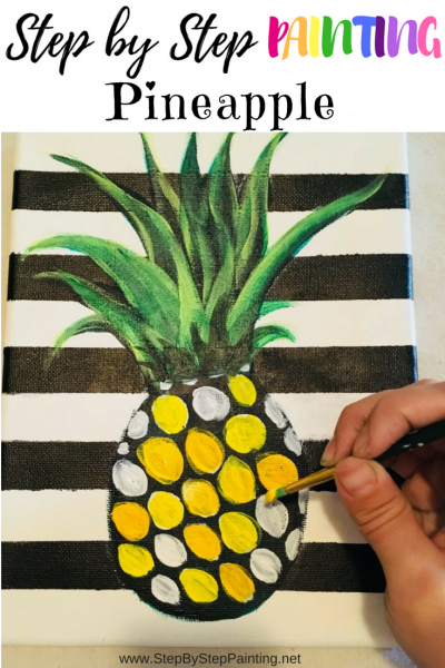 Easy fun step by step painting for beginners, kids, pineapple party #stepbysteppainting #kidspainting #pineappleparty #pineapple