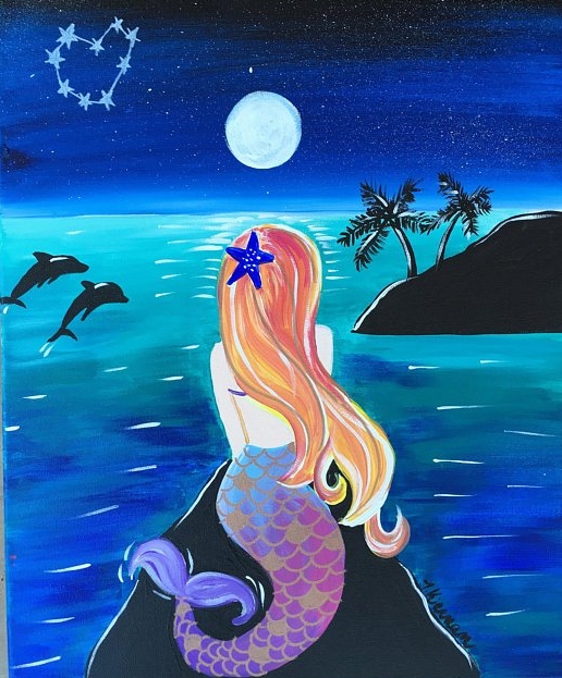 Mermaid ocean acrylic painting
