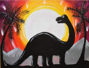 Dinosaur Silhouette Painting