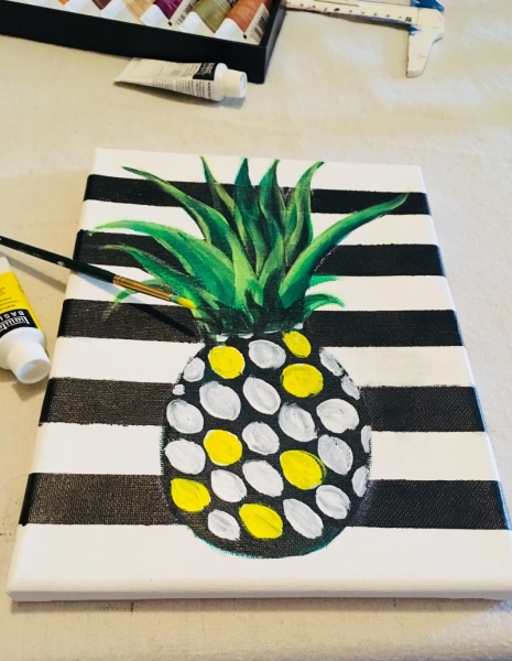 Easy fun step by step painting for beginners, kids, pineapple party #stepbysteppainting #kidspainting #pineappleparty #pineapple