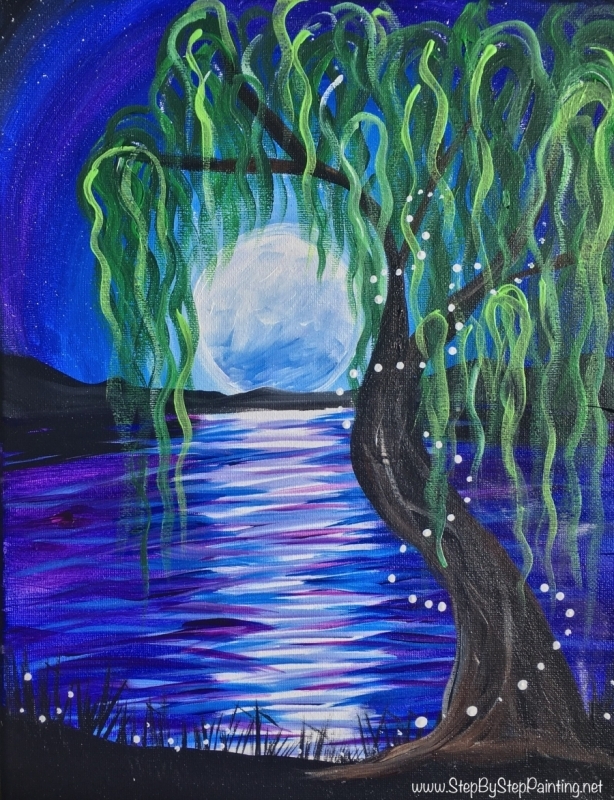 How To Paint Willow Tree Moon Step By Step Painting With Tracie Kiernan