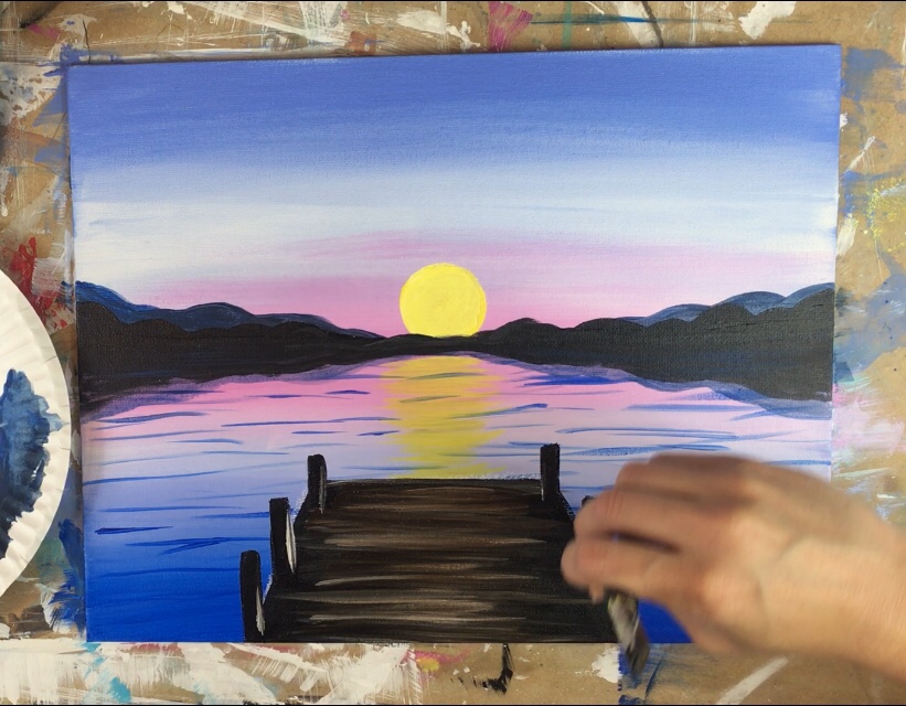 How To Paint A Sunset Lake Pier - Tracie Kiernan - Step By Step Painting