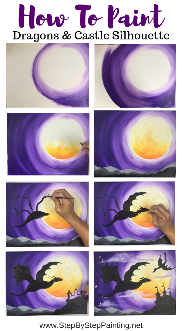 step by step painting tutorial progression of how to paint a dragon