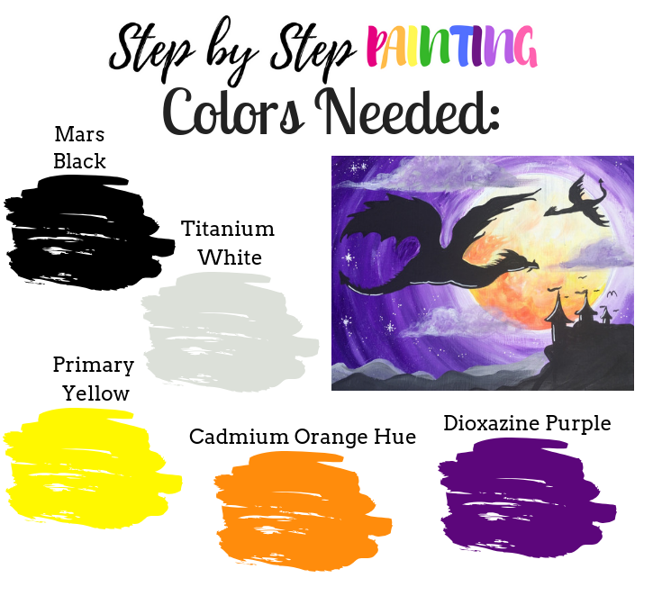 color palette for dragon silhouette painting