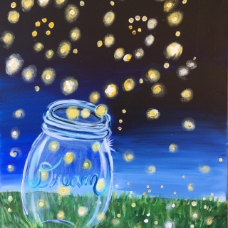 Lightning Bugs Mason Jar - Step By Step Acrylic Painting Tutorial