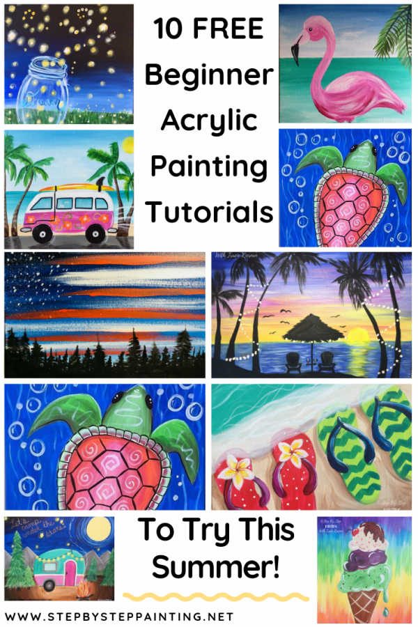 10 Summer Acrylic Painting Tutorials - Tracie Kiernan - Step By Step ...