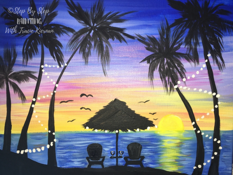 DIY oil painting digital set, offers Beach palm