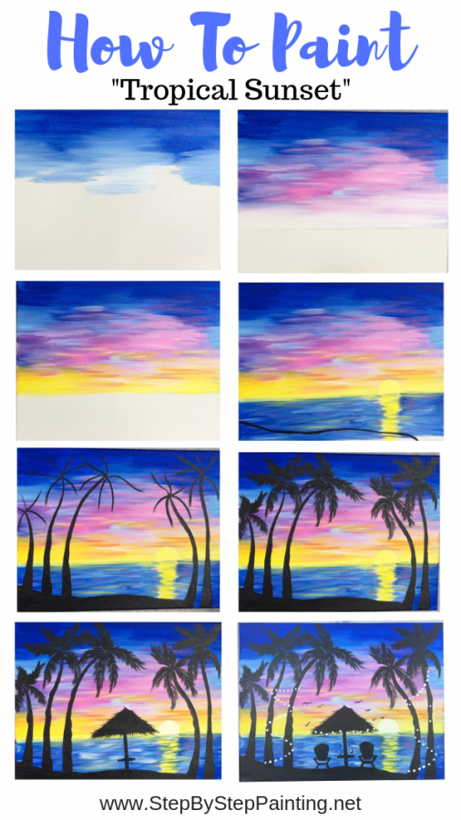 How To Paint A Palm Tree Sunset - Tracie Kiernan - Step By Step Painting