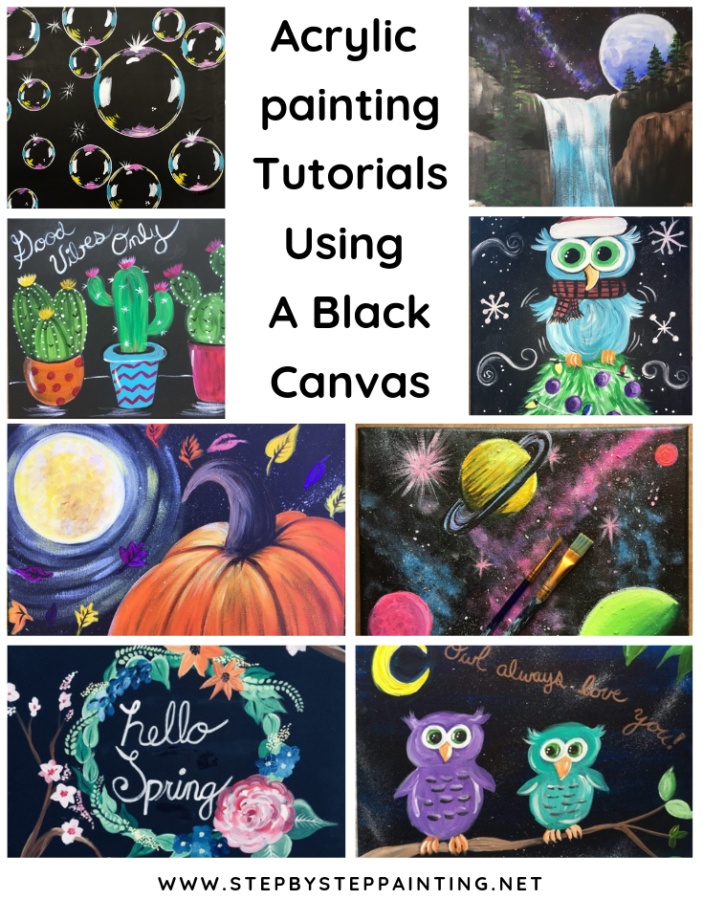 Black Canvas Painting Tutorials For Beginners - Step By Step Painting