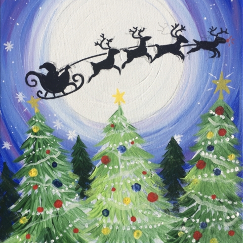 How To Paint Santa Sleigh In Sky