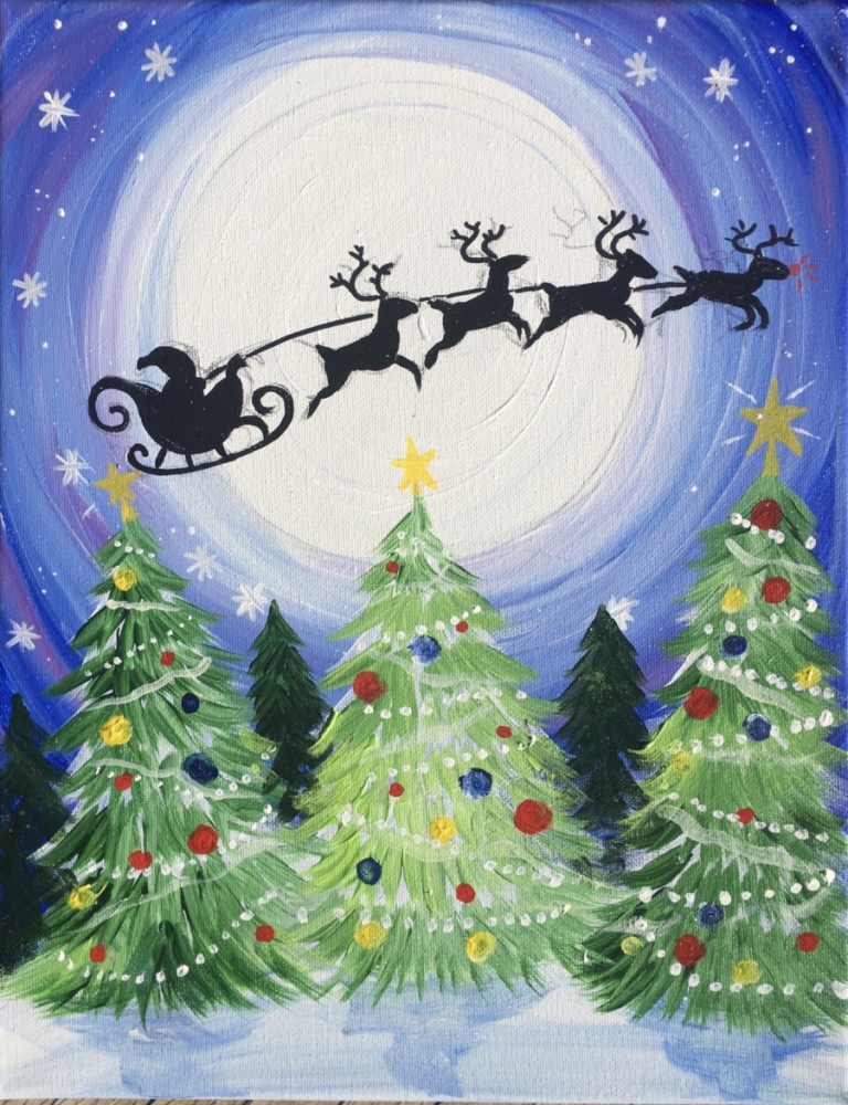 How To Paint Santa Sleigh In Sky