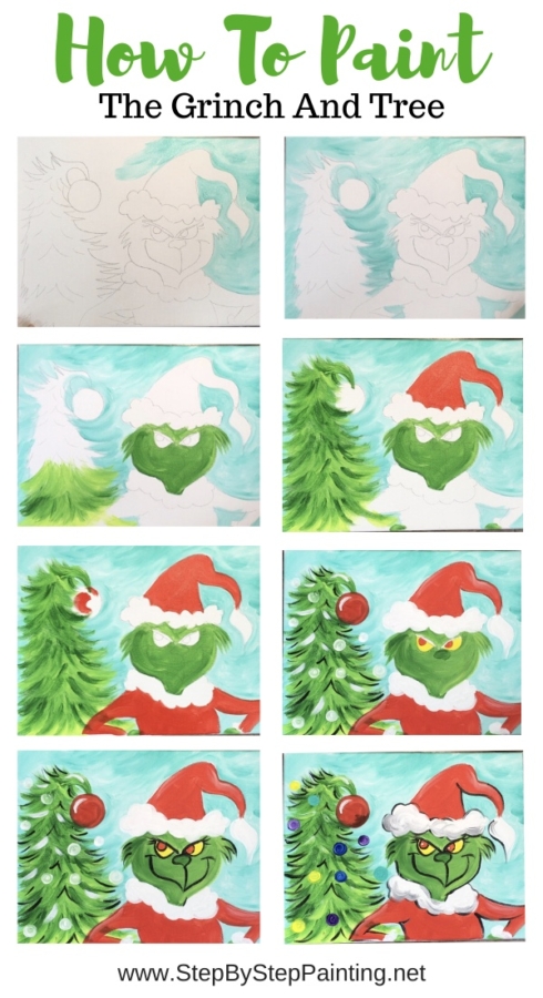 Grinch Painting - With Traceable - Online Step By Step Painting Tutorial