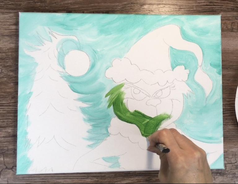 Grinch Painting - With Traceable - Online Step By Step Painting Tutorial