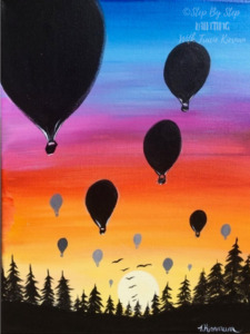 Hot Air Balloon Sunset Painting