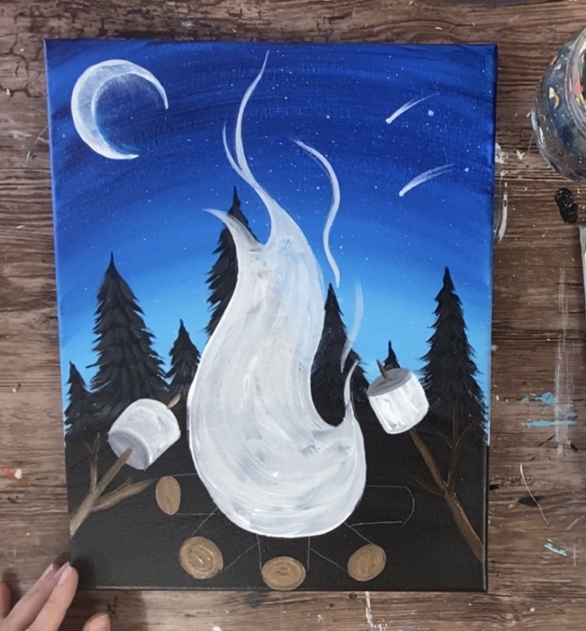 Campfire Painting - Step By Step Acrylic Tutorial - For Beginners