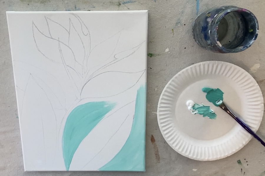 Painting the background aqua and white