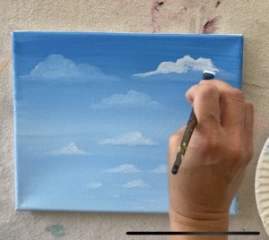 How To Paint Clouds - Simple Puffy Clouds - Step By Step Painting