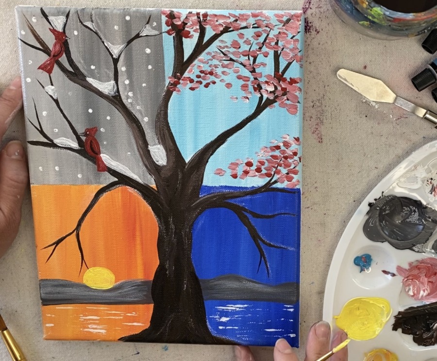 four seasons tree painting