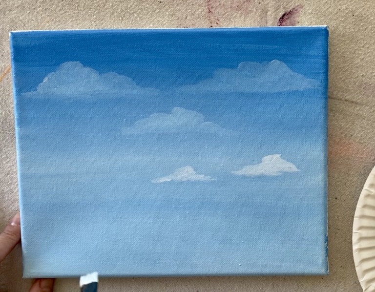 How To Paint Clouds - Simple Puffy Clouds - Step By Step Painting