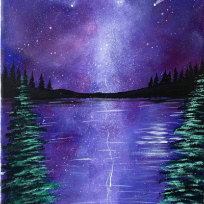 Galaxy Campsite Acrylic Painting Tutorial