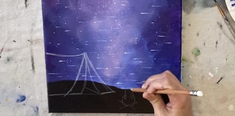 Galaxy Campsite Acrylic Painting Tutorial - Tracie Kiernan - Step By ...