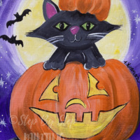 Halloween Cat Acrylic Painting - Online Tutorial