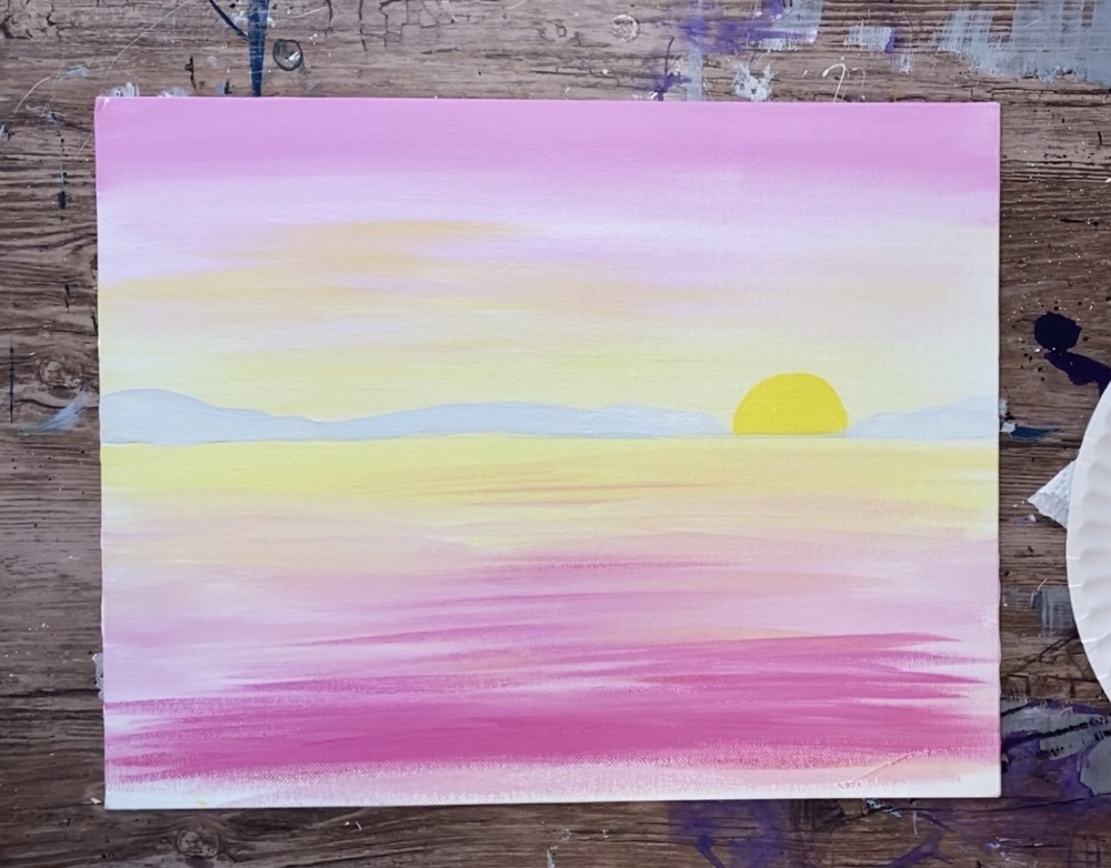 Winter Sunset Easy Acrylic Painting - Step By Step For Beginners