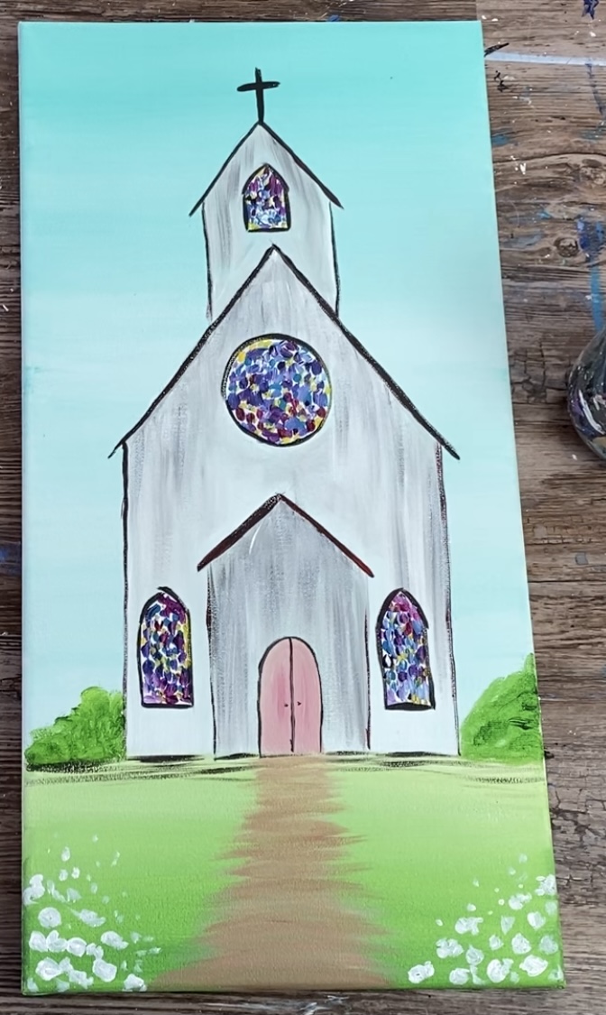 Church Painting - Step By Step Acrylic Online Tutorial For Beginners