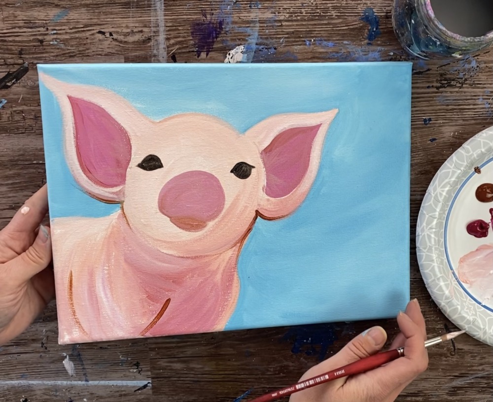 Pig Painting - Step By Step Acrylic Tutorial - For Beginners