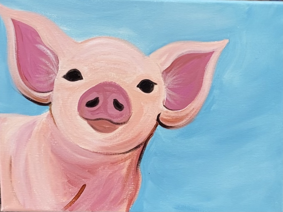 Pig Painting - Step By Step Acrylic Tutorial - For Beginners