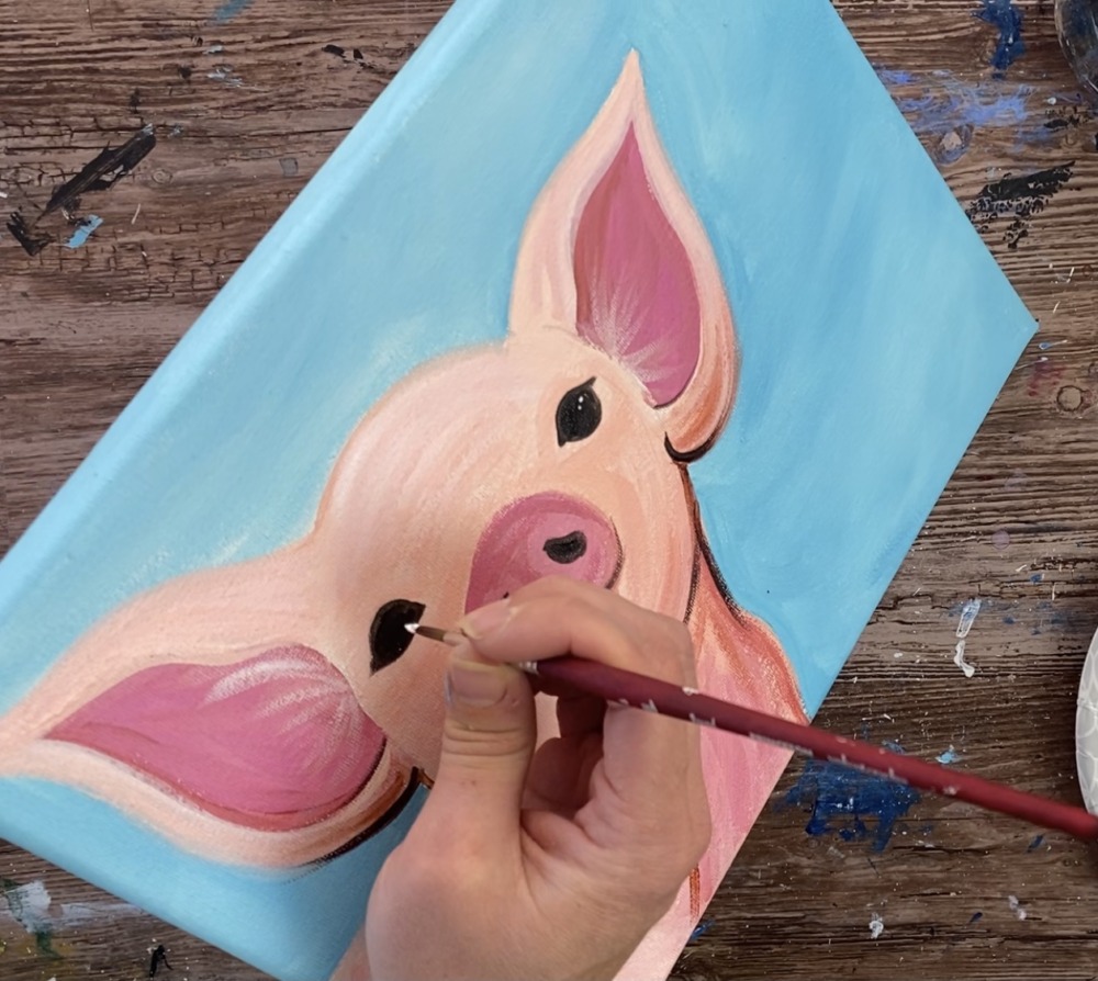 Pig Painting - Step By Step Acrylic Tutorial - For Beginners