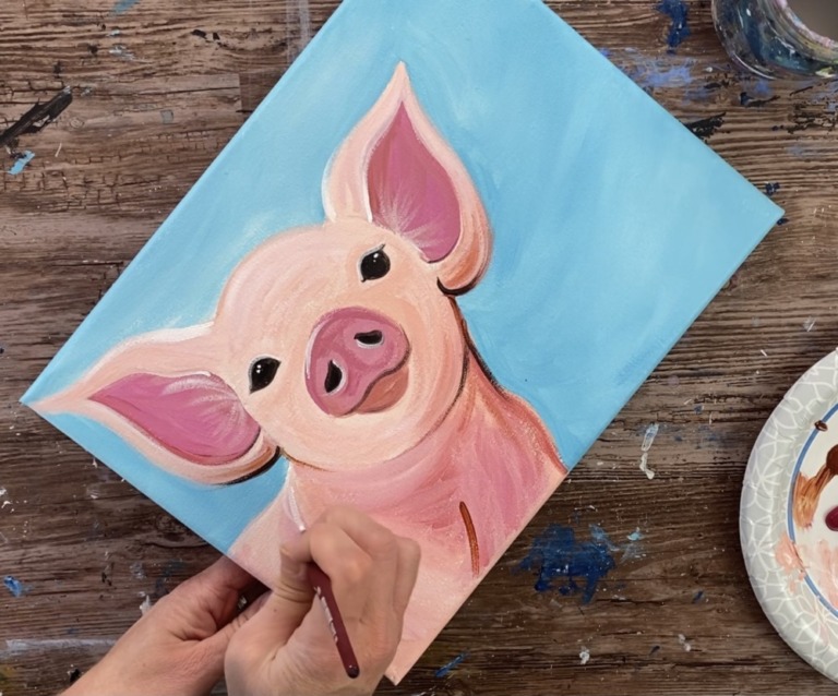 Pig Painting - Step By Step Acrylic Tutorial - For Beginners